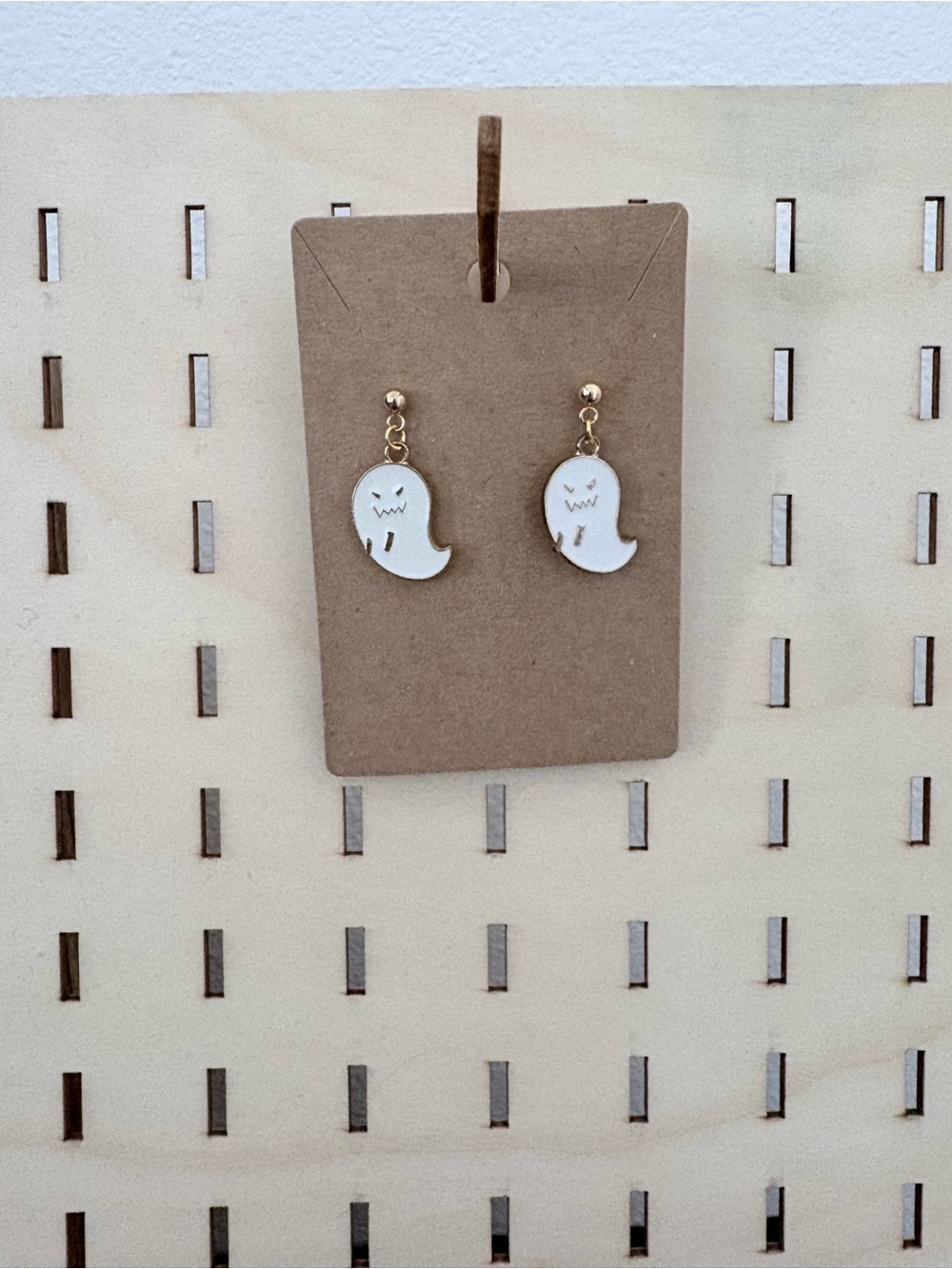 Handcrafted ghost charm dangle earrings